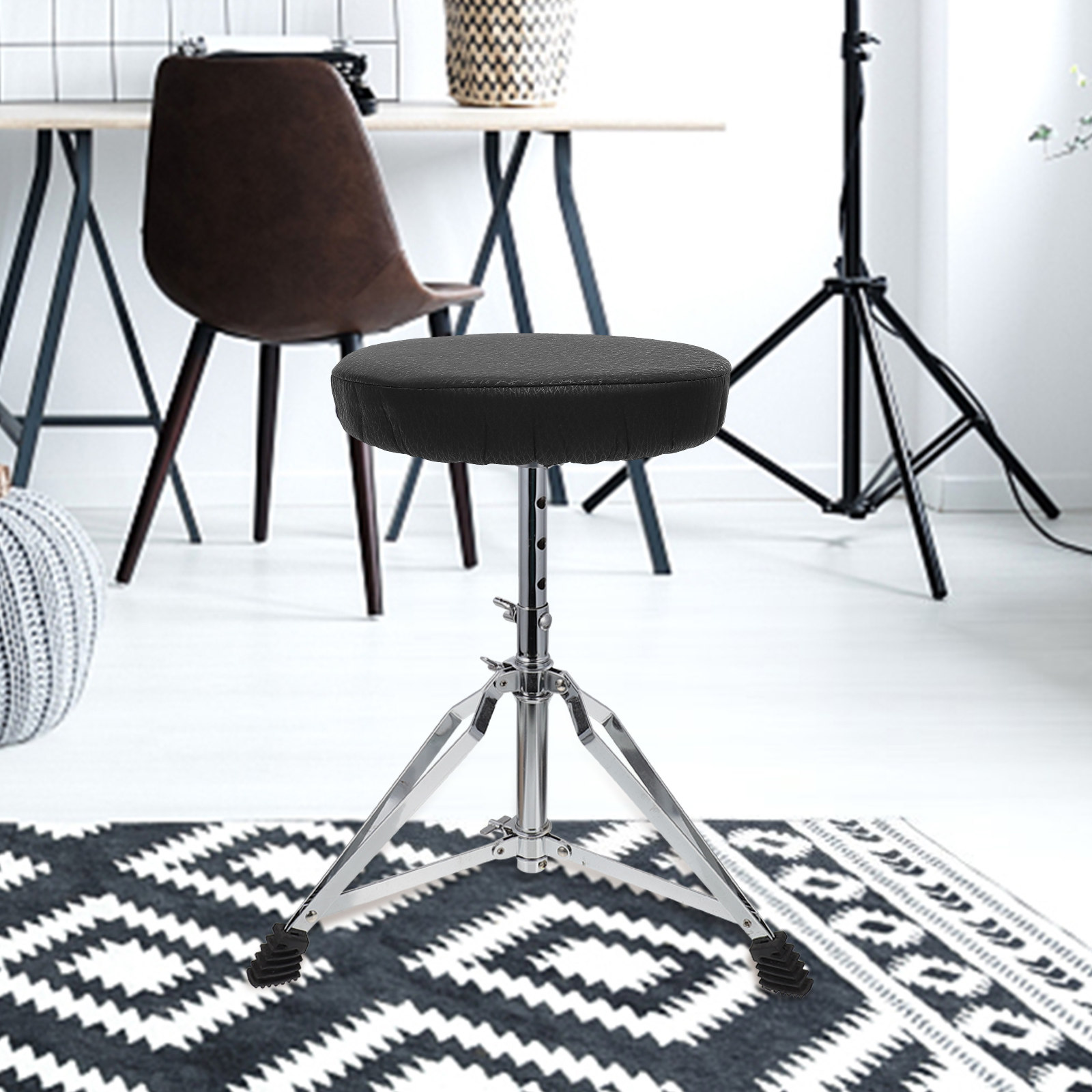 Home Office Sofa - Super Round Stool Cover Black Cotton