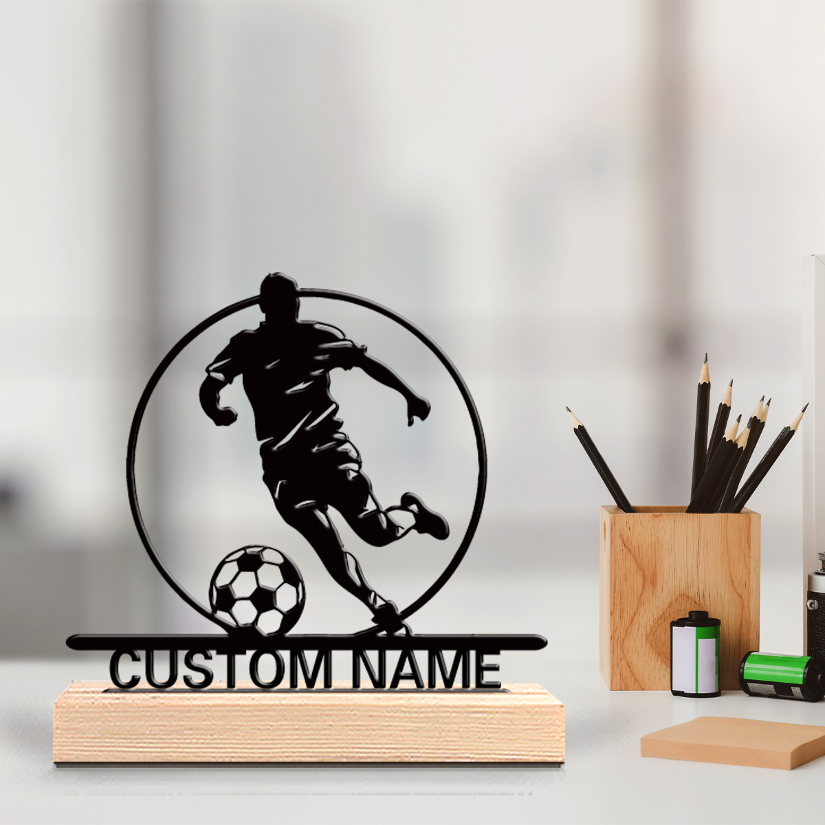 Custom Soccer Player Metal Sta - Home Office Design recension och pris