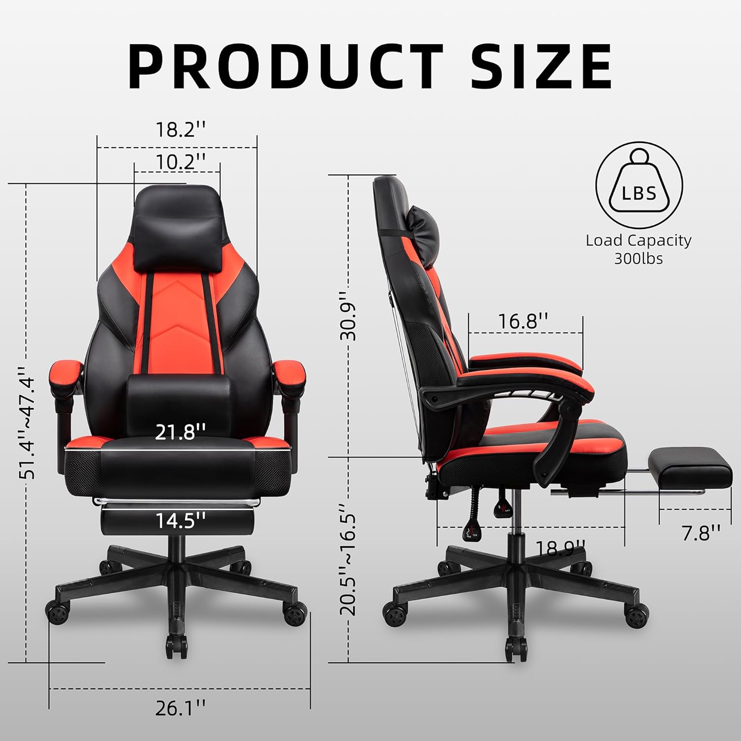 Gaming Chair with Footrest, Ma - Home Office Ergonomics recension och pris