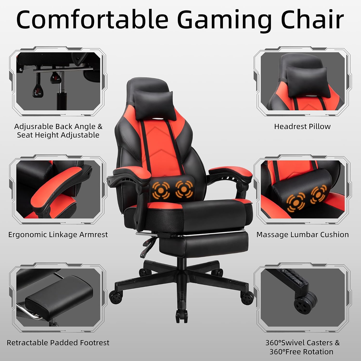 Gaming Chair with Footrest, Ma - Home Office Ergonomics recension och pris